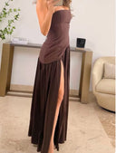 Vestido Café Strapless